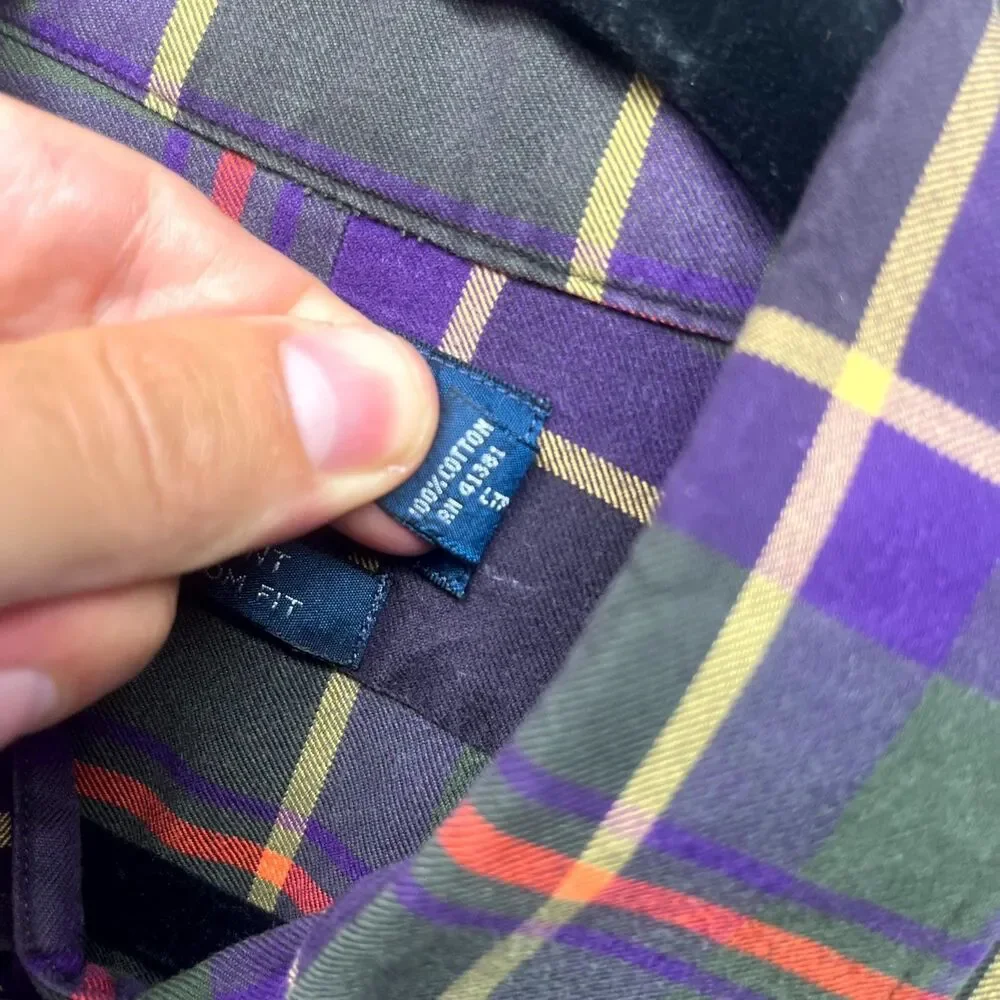 Polo Ralph Lauren Shirt Men's XL Multicolor Plaid Regent Custom Fit‎ Button Up